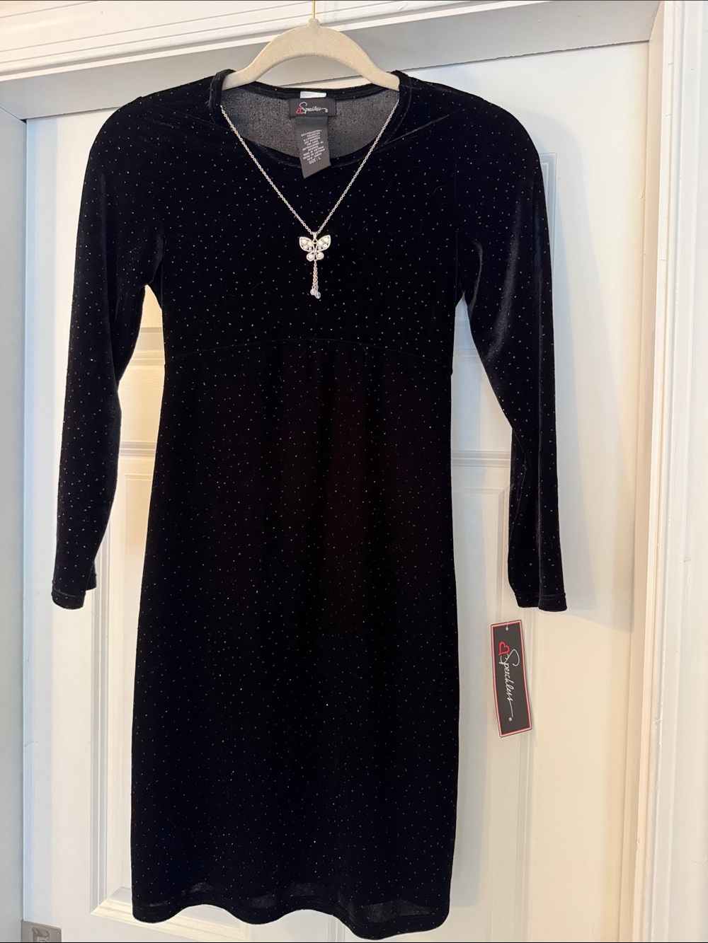 Speechless Black Velvet Sparkle Long Sleeve Dress